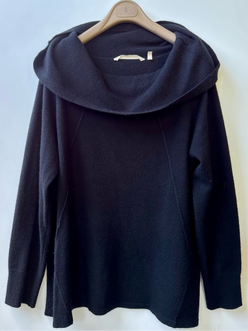 EUC Soft Surroundings 100% Cashmere Elegant Black Sweater, Oversized Collar, 1X